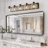 GreenEver 40'' Farmhouse Vanity Light, 5-Light Bathroom Sconce with Seeded Glass, Black Wood Grain Finish, Modern Industrial Design (No Bulbs) - 3 of 4