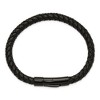 Chisel Stainless Steel Polished Black IP-plated and Black Leather 8.25" Bracelet - 4 of 4