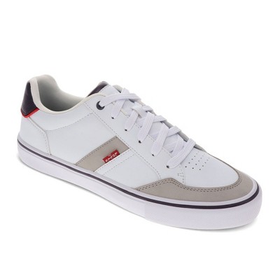 Levi's Mens Deacon Synthetic Leather Casual Lace Up Sneaker Shoe, White/Cement/Navy, Size 9