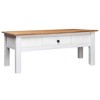 vidaXL Coffee Table Sofa End Table with Drawer Solid Wood Pine Panama Range - White - 2 of 4