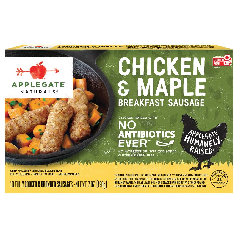 Applegate Naturals Chicken &#38; Maple Breakfast Sausages - Frozen - 7oz/10ct, 1 of 6