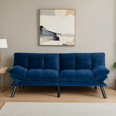 Convertible Futon Sofa Couch Bed, Modern Memory Foam Sleeper Loveseat Sofa with Adjustable Armrests & Backrests - Leovsnove