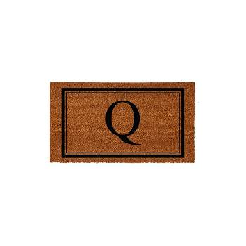 Evergreen Monogram Indoor Outdoor 100% Natural Coir Doormat 28" x 16" |  Letter  "Q"