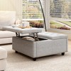32" Square Storage Bench, Leather Lift-Top Ottoman Cube Bench, Coffee Table Ottoman With Large Storage Space,  Storage Coffee Table For Living Room - 2 of 4