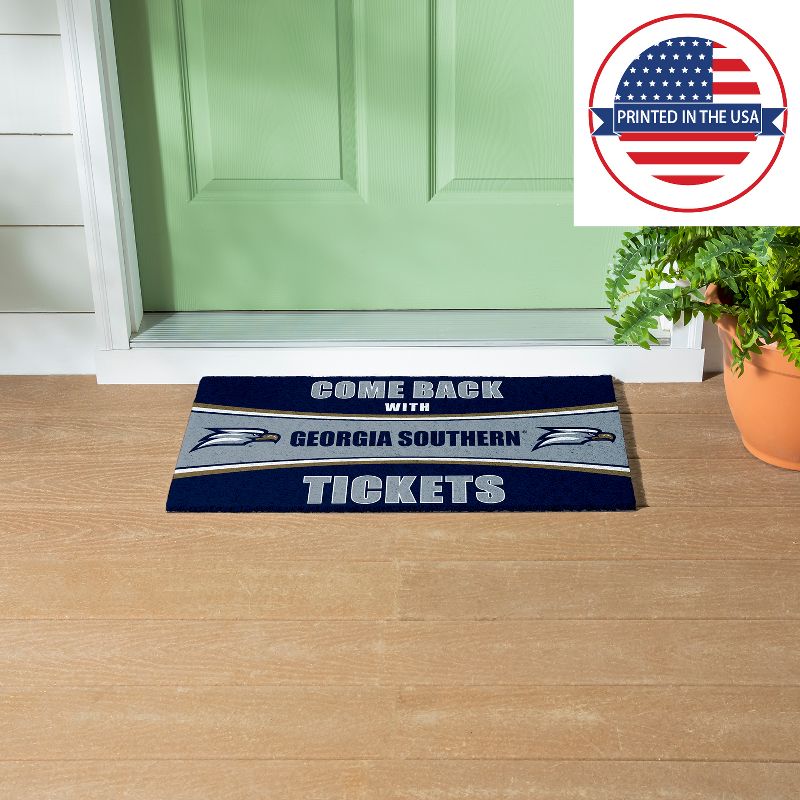 Evergreen Come Back with Tickets Georgia Southern University 28" x 16" Woven PVC Indoor Outdoor Doormat, 5 of 7