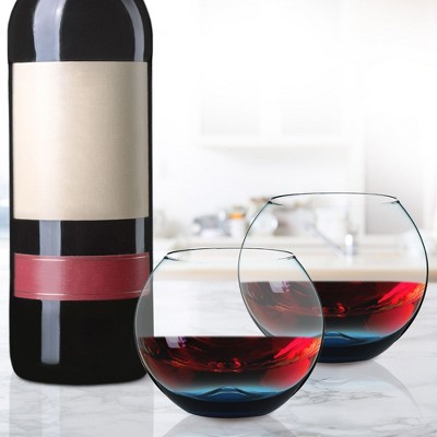 Berkware 19oz Blue Colored Stemless Wine Glass Set