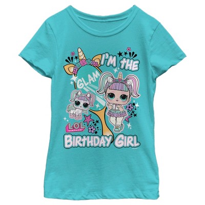 Girl's L.O.L Surprise I'm the Birthday Girl Unicorn T-Shirt