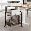 Heavy-duty 3-tier printer stand with storage, wheels, power strips, adjustable shelves, mobile cart, 150 lbs capacity, for office/home - 4 of 4