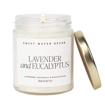 Sweet Water Decor Lavender and Eucalyptus 9oz Clear Jar Soy Candle