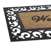Kate Aurora 18"x30" Rectangular Fleur De Lis Outdoor Heavy Duty Rubber & Coir Skid Resistant Welcome Door Mat - Black - 2 of 2