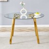 NicBex Modern Circurlar Glass Coffee Table with 7-Shaped Metal Legs,Minimalist Casual Dining Table, Center Table for Living Room - 3 of 4