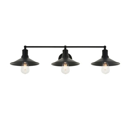 Etude Black Metal 3-Light Wall Sconce with Cone Shades