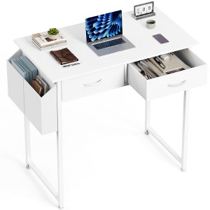 Lyngins 32" Small Desk with Drawer, Storage Office Desk with Side Bag & Headphone Hook, Wooden Computer Desk for Study/Craft Station - 1 of 4