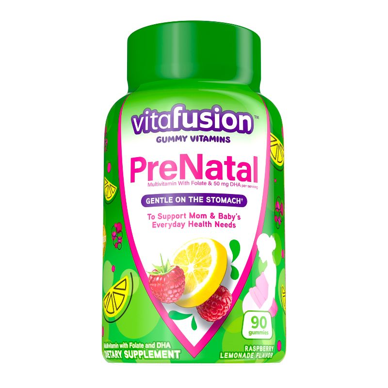 Vitafusion PreNatal Multivitamin Dietary Supplement Gummies - Lemon & Raspberry Lemonade - 90ct, 1 of 15