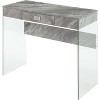 HomeStock SoHo 1 Drawer Glass 36 inch Desk, Gray Faux Marble/Glass - 4 of 4