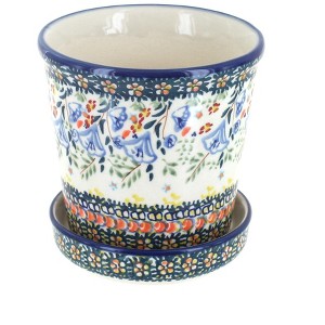 Blue Rose Polish Pottery P045 Manufaktura Flower Pot - 1 of 2