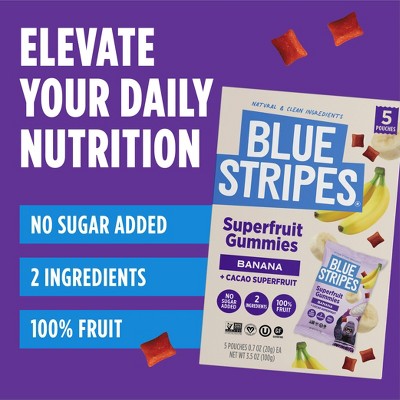 BLUE STRIPES Superfruit Gummies Banana and Cacao Fruit - 3.5oz/5pk