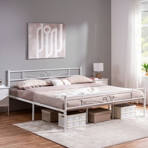 Yaheetech Metal-Framed Platform Bed with Headboard and Footboard - 1 of 4
