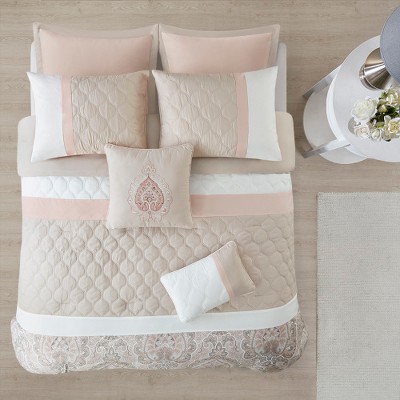 Blush Pink King Microfiber 8-Piece Bedspread Set