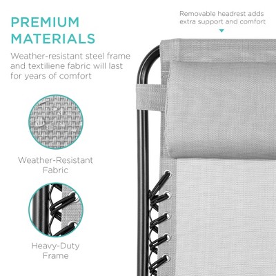 Ice Gray Adjustable Steel Zero Gravity Lounger Set with Cushions