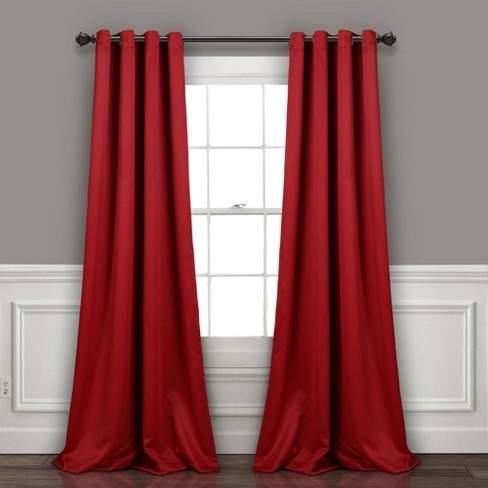 Set Of 2 52 X84 Insulated Grommet Top Blackout Curtain Panels Red Lush Décor Target