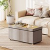 Costway 1/2 PCS 30” Storage Ottoman Bench with Tray Rubber Wood Legs for Small Space Entryway Gray/Beige - 4 of 4