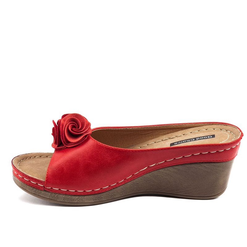 GC Shoes Sydney Flower Comfort Slide Wedge Sandals, 4 of 8