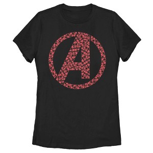 Women's Marvel Avengers Valentine's Small Hearts Logo T-Shirt - 1 of 4