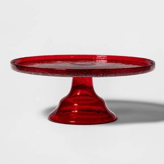 11.7" Glass Cake Stand Red - Threshold™