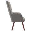 vidaXL Relaxing Chair- Modern Light Grey Velvet Armchair with Wooden Legs, Thick Padded Foam Seat, - 3 of 4