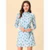 Allegra K Women's Elegant Ruffle Crew Neck Formal Elegant Mini Floral Lace Dress - 3 of 4