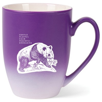 Elanze Designs 12 Ounce Ceramic Decorative Laser Engraved Giftable Novelty Tea Coffee Cup Mug Purple and White Panda Gentle Playful Calm Peaceful