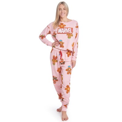 Marvel Avengers Groot Christmas Womens Fleece Pajama Shirt & Jogger Pants  Blue Medium