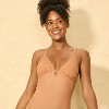 Women's Crochet High Leg Cheeky One Piece Swimsuit - Shade & Shore™ Brown - 3 of 4