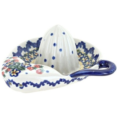 Blue Rose Polish Pottery Strawberry Garden Lemon Squeezer