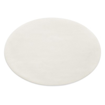 White and Black Vegan Leather Ellipse Placemats, Set of Four