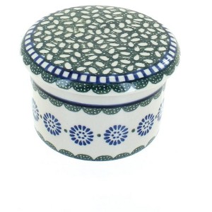 Blue Rose Polish Pottery 270 Ceramika Artystyczna French Butter Dish - 1 of 2