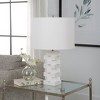 Uttermost Ascent White Geometric Table Lamp – 23"H Faux Thassos Marble with Brushed Nickel Accents & Linen Shade - 3 of 4
