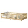 Dolonm Twin Size Floor Bed with Safety Fence, Rubber Wood Low Profile Platform Bed for Kids, 76.6"L x 41.5"W x 17.5"H - 2 of 4