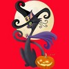 Women's Design By Humans Bewitching Black Halloween Kitty Cat By LittleBunnySunshine Racerback Tank Top - 2 of 3