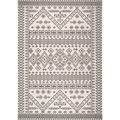 Reversible Ivory Synthetic 76'' Rectangular Easy-Care Area Rug