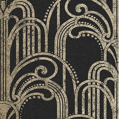 Art Deco Black and Gold Metallic Paste the Wall Wallpaper