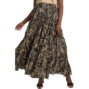 Jessica London Women's Plus Size Petite Flowing Crinkled Maxi Skirt - 1 of 4