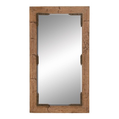 Rustic Wood Rectangle Decorative Wall Mirror Brown - Olivia & May