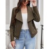 KOJOOIN Women's Fashion Faux Suede Jackets 2024 Clothes Lapel Long Sleeve Open Front Outerwear Cropped Coats - 2 of 4