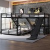 L-Shaped Twin XL over Queen Bunk Bed with Twin Size Loft Bed, Metal Triple Bunk Bed with Slide and USB Ports, Black - 4 of 4