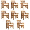 vidaXL 8pcs Patio Dining Chairs Set - Solid Acacia Wood with Cushions - Cream White Seat Pads - Rustic Outdoor Furniture - 2 of 4