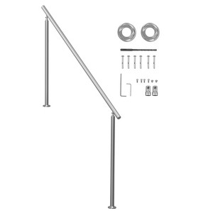 VEVOR Handrails for Outdoor Steps, 70.9 in/ 180cm Length Stair Hand Rail Kit, Transitional Stainless Steel Railings with Installation Kit, Silver - 1 of 4