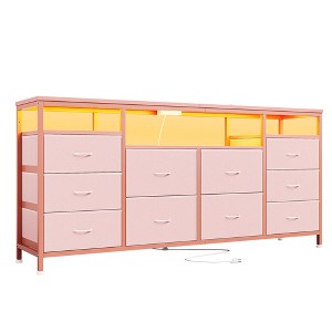10 Drawer Dresser for 75In TVs, 63" W Long Wide Chest of Drawers, Multi-Functional Storage Organizer Dresser for Closet Hallway Living Room - 1 of 4