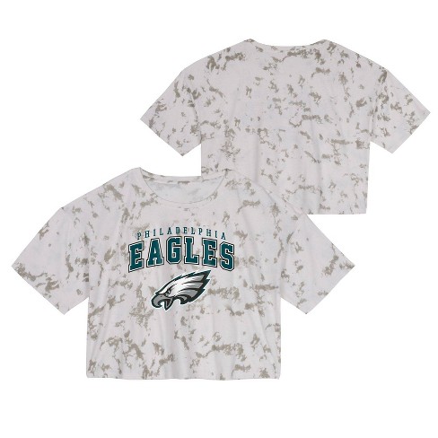 Nfl Philadelphia Eagles Girls' Short Sleeve Tie-dye Fashion Crop T